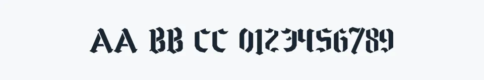 Rzeczywista próbka kroju Goth Stencil — Aa Bb Cc 0123456789