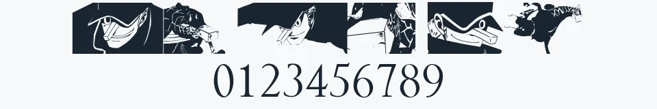 Rzeczywista próbka kroju Kaku Dingbats One Piece Art One Piece Area — Aa Bb Cc 0123456789