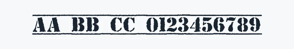 Rzeczywista próbka kroju Top Secret — Aa Bb Cc 0123456789