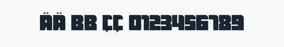 Rzeczywista próbka kroju AB Mindblock — Aa Bb Cc 0123456789