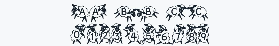 Rzeczywista próbka kroju Kingthings Sheepishly — Aa Bb Cc 0123456789