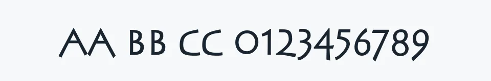 Rzeczywista próbka kroju SteinAntik — Aa Bb Cc 0123456789