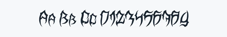 Rzeczywista próbka kroju MB TyranT — Aa Bb Cc 0123456789