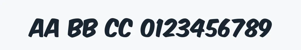 Rzeczywista próbka kroju Komika Title — Aa Bb Cc 0123456789