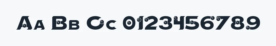 Rzeczywista próbka kroju Mystik Orbs — Aa Bb Cc 0123456789