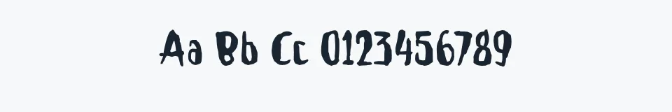 Rzeczywista próbka kroju Droeming — Aa Bb Cc 0123456789
