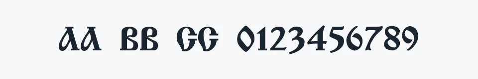 Rzeczywista próbka kroju Cyree — Aa Bb Cc 0123456789