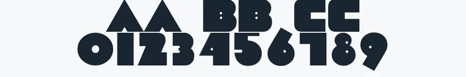 Rzeczywista próbka kroju Gruba Berta — Aa Bb Cc 0123456789