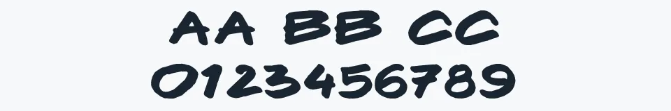 Rzeczywista próbka kroju Komix — Aa Bb Cc 0123456789