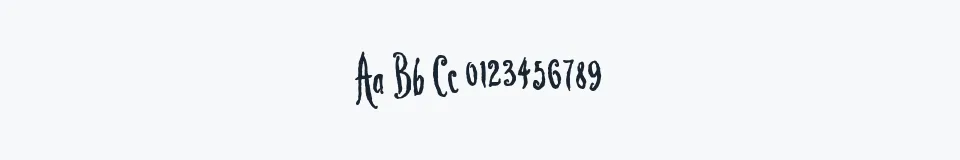 Rzeczywista próbka kroju Lovesick AOE — Aa Bb Cc 0123456789
