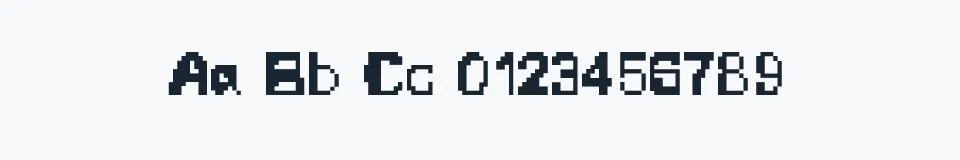 Rzeczywista próbka kroju Drained Pixels from Games — Aa Bb Cc 0123456789