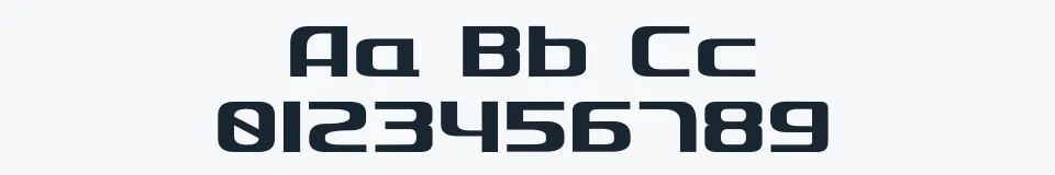 Rzeczywista próbka kroju Defactica — Aa Bb Cc 0123456789