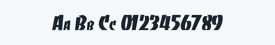 Rzeczywista próbka kroju Banco — Aa Bb Cc 0123456789