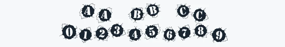 Rzeczywista próbka kroju BulletHolz — Aa Bb Cc 0123456789