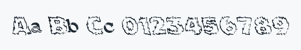 Rzeczywista próbka kroju Backfire — Aa Bb Cc 0123456789