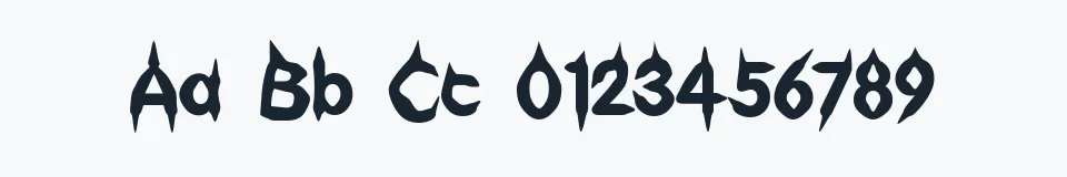 Rzeczywista próbka kroju Gibberish — Aa Bb Cc 0123456789