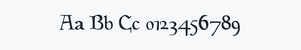 Rzeczywista próbka kroju GoudyMedieval — Aa Bb Cc 0123456789