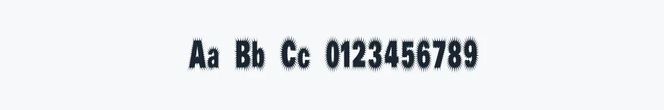 Rzeczywista próbka kroju Prick — Aa Bb Cc 0123456789