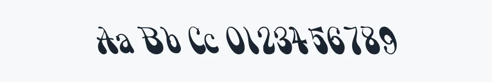 Rzeczywista próbka kroju Psychadelic — Aa Bb Cc 0123456789