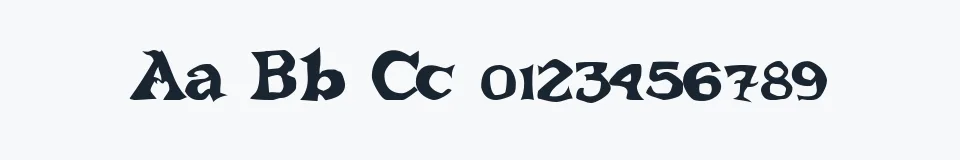 Rzeczywista próbka kroju ReBucked — Aa Bb Cc 0123456789