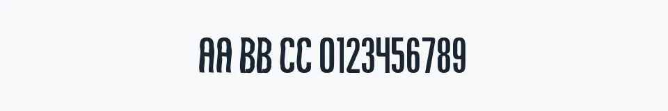 Rzeczywista próbka kroju Qirof — Aa Bb Cc 0123456789