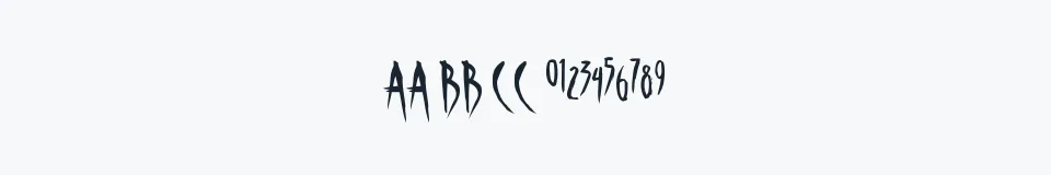 Rzeczywista próbka kroju Skinner AOE — Aa Bb Cc 0123456789