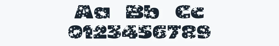 Rzeczywista próbka kroju OhMyGodStars — Aa Bb Cc 0123456789