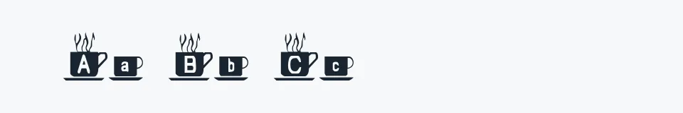 Rzeczywista próbka kroju Mmmm Coffee — Aa Bb Cc 0123456789