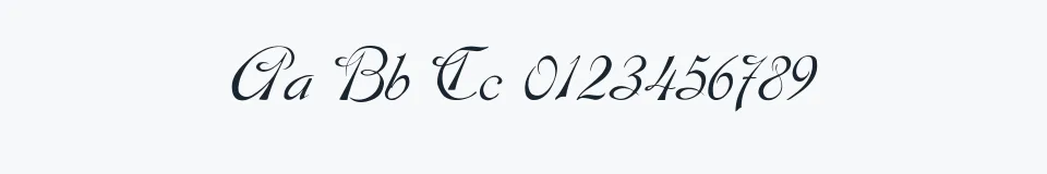 Rzeczywista próbka kroju SCRIPT 9 — Aa Bb Cc 0123456789