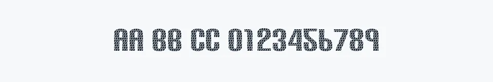 Rzeczywista próbka kroju Carbon Phyber — Aa Bb Cc 0123456789