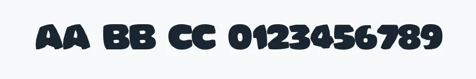 Rzeczywista próbka kroju Bomberman — Aa Bb Cc 0123456789