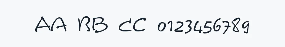 Rzeczywista próbka kroju Scribble — Aa Bb Cc 0123456789