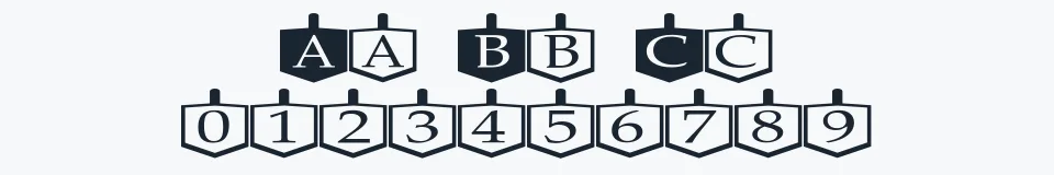 Rzeczywista próbka kroju Dreidels — Aa Bb Cc 0123456789