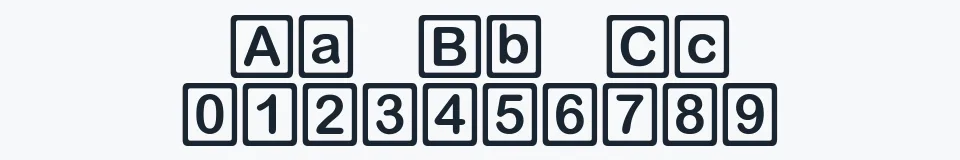 Rzeczywista próbka kroju DDD Round Square — Aa Bb Cc 0123456789