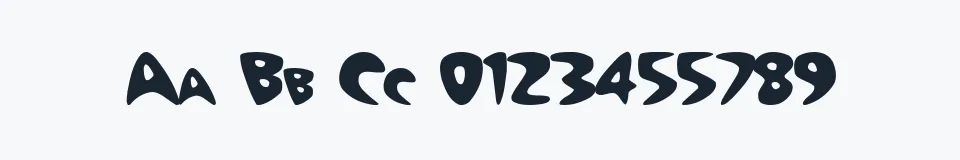 Rzeczywista próbka kroju Barney — Aa Bb Cc 0123456789