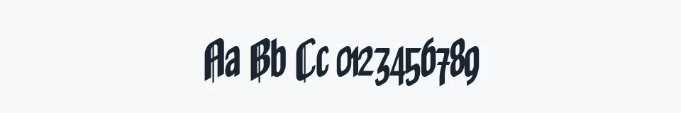 Rzeczywista próbka kroju OldeChicago — Aa Bb Cc 0123456789