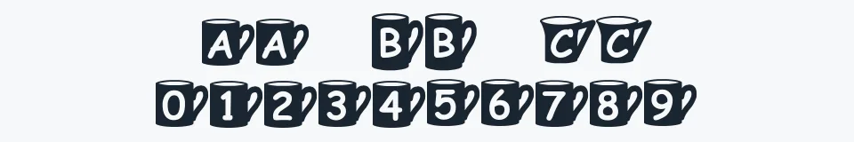 Rzeczywista próbka kroju Coffee  Mugs — Aa Bb Cc 0123456789