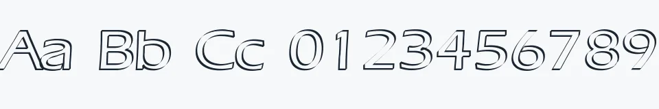Rzeczywista próbka kroju Ruffian Outline — Aa Bb Cc 0123456789