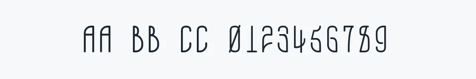 Rzeczywista próbka kroju A.D. MONO — Aa Bb Cc 0123456789
