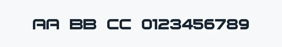 Rzeczywista próbka kroju Bitsumishi — Aa Bb Cc 0123456789
