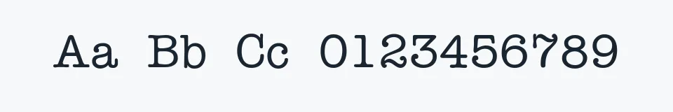 Rzeczywista próbka kroju Typist — Aa Bb Cc 0123456789