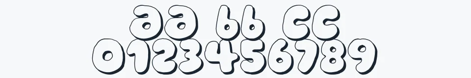 Rzeczywista próbka kroju bubblegums — Aa Bb Cc 0123456789