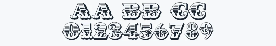 Rzeczywista próbka kroju Cast Iron — Aa Bb Cc 0123456789