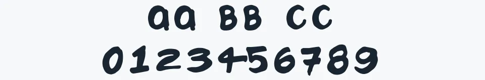 Rzeczywista próbka kroju Chattery Teeth — Aa Bb Cc 0123456789
