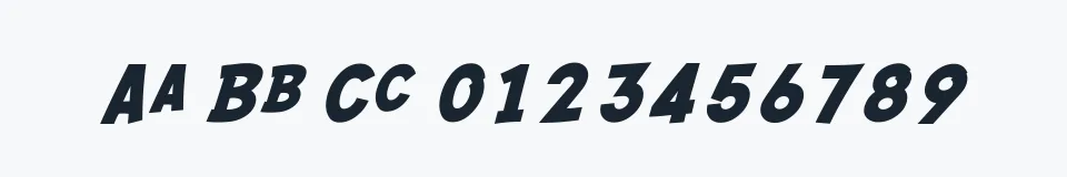 Rzeczywista próbka kroju SF Comic Script — Aa Bb Cc 0123456789