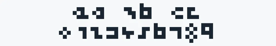 Rzeczywista próbka kroju cool three pixels — Aa Bb Cc 0123456789