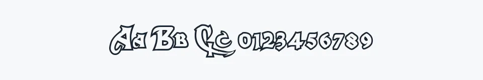 Rzeczywista próbka kroju Dark Crystal Outline — Aa Bb Cc 0123456789