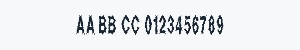 Rzeczywista próbka kroju Dead Alive — Aa Bb Cc 0123456789