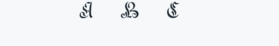 Rzeczywista próbka kroju Elegant Capitals — Aa Bb Cc 0123456789
