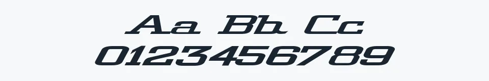 Rzeczywista próbka kroju Wide Glide — Aa Bb Cc 0123456789